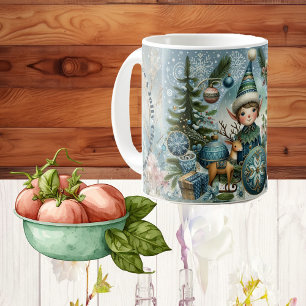 Elves Hail Snöflingor, prydnadsföremål, jul Kaffemugg