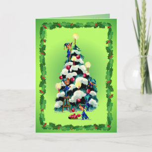 ELVES, HOLLY & JULGRAN av SHARON SHARPE Helgkort