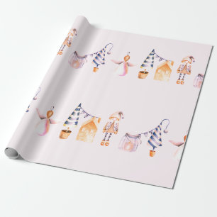 ELVES OCH JULGRAN MÖNSTER I VATTENFÄRG PRESENTPAPPER