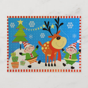 Elves och Reindeer Vykort