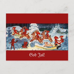 Elves Tävla Yule Goats! Vykort