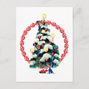 ELVES, TRÄD & CANDY WREATH by SHARON SHARPE Vykort