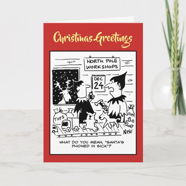 Elves Workshop. Santa Telefoner i Sick. Helgkort (Framsida)