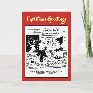 Elves Workshop. Santa Telefoner i Sick. Helgkort