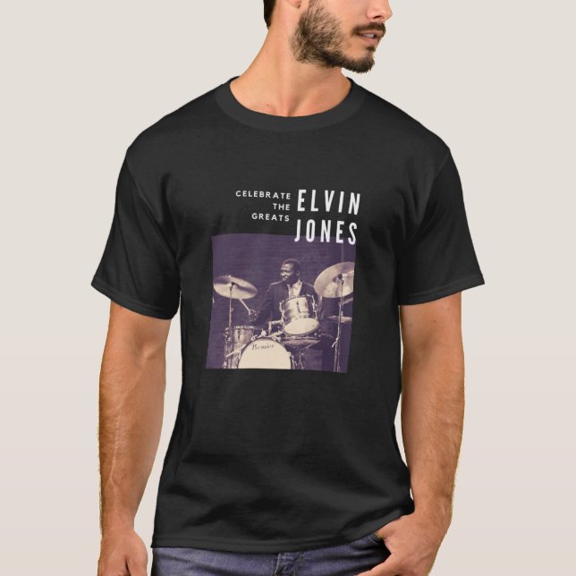 Elvin Jones Underbar Jazz Drummer Musician T Shirt (Framsida)