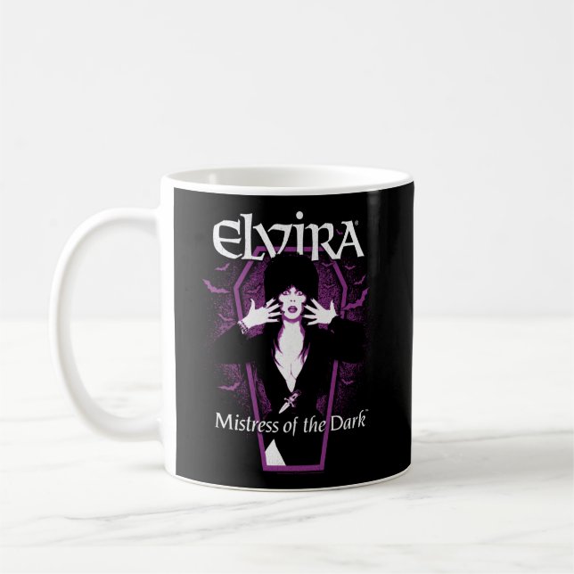 Elvira Älskarinna vid Mörk Lila Fladdermus och kof Kaffemugg (Vänster)