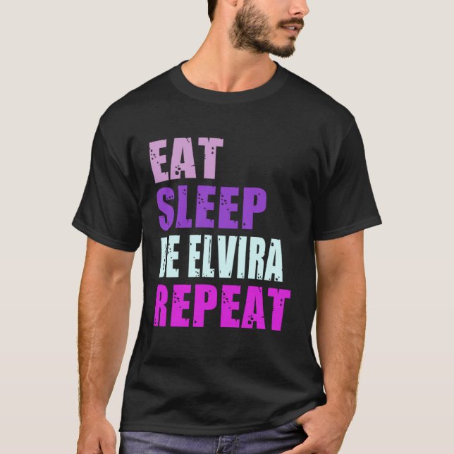 Elvira Eat Sleep Be Repeat Elvira T Shirt (Framsida)