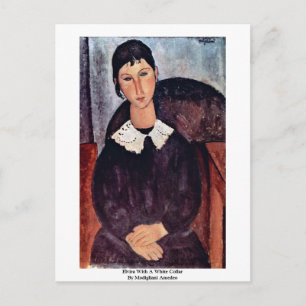Elvira med en vit kolonn av Modigliani Amedeo Vykort