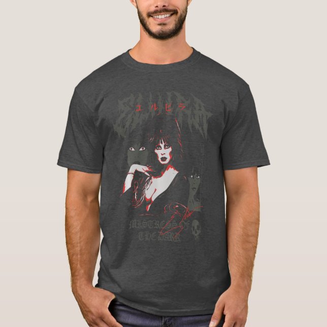 Elvira Mistress of the Dark Collage Poster HorrorV T Shirt (Framsida)