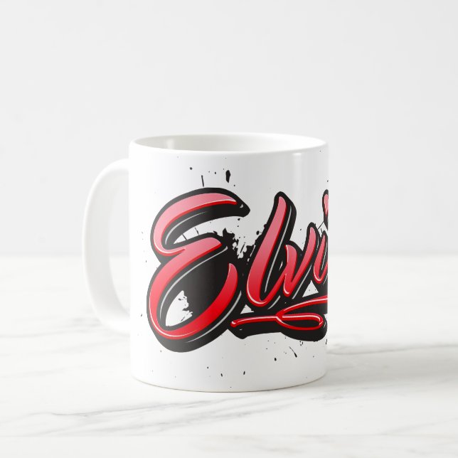 Elvira red Heart Graffiti Tasse Kaffeetasse Kaffemugg (Framsida vänster)
