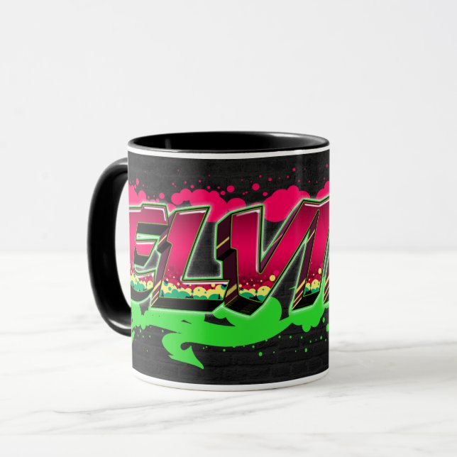 Elvira Vorname Name Graffiti red green Tasse Mugg (Framsida vänster)
