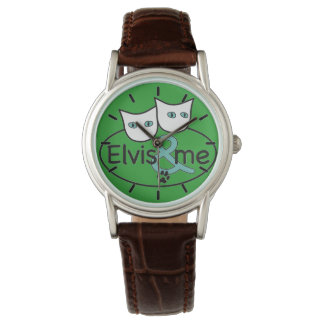 "Elvis and Me' Manar Watch, Brown Leather Strap Armbandsur