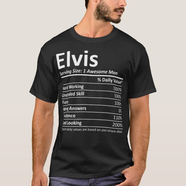 ELVIS Nutrition Funny Birthday Personlig Namn G T Shirt (Framsida)