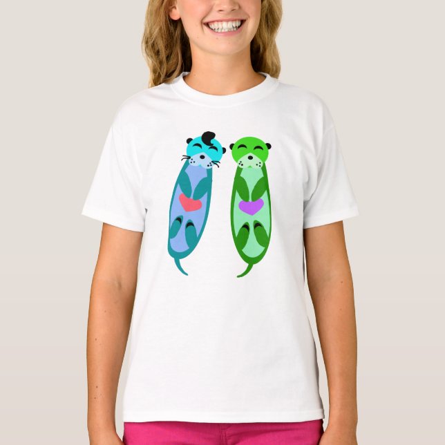 Elvis Otter & Friend med Hearts #2 T Shirt (Framsida)
