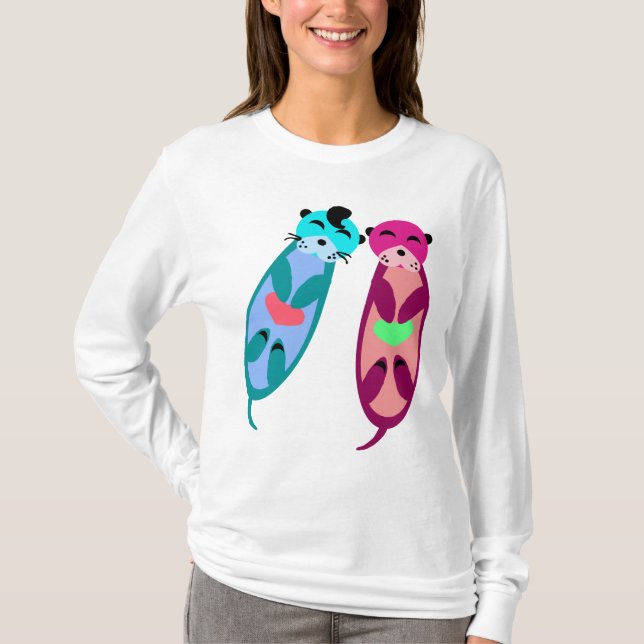 Elvis Otter & Friend with Hearts T Shirt (Framsida)