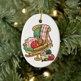 Elvis på gungstolen julgransprydnad keramik