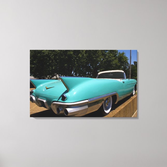 Elvis Presleys gröna cabriolet i Cadillac i Canvastryck (Framsida)
