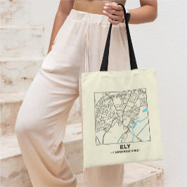 Ely, Cambridgeshire City Map Tote Bag Tygkasse