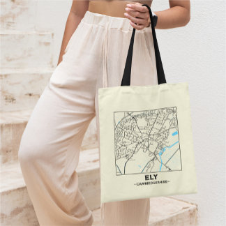 Ely, Cambridgeshire Stadskarta Totebag Tygkasse