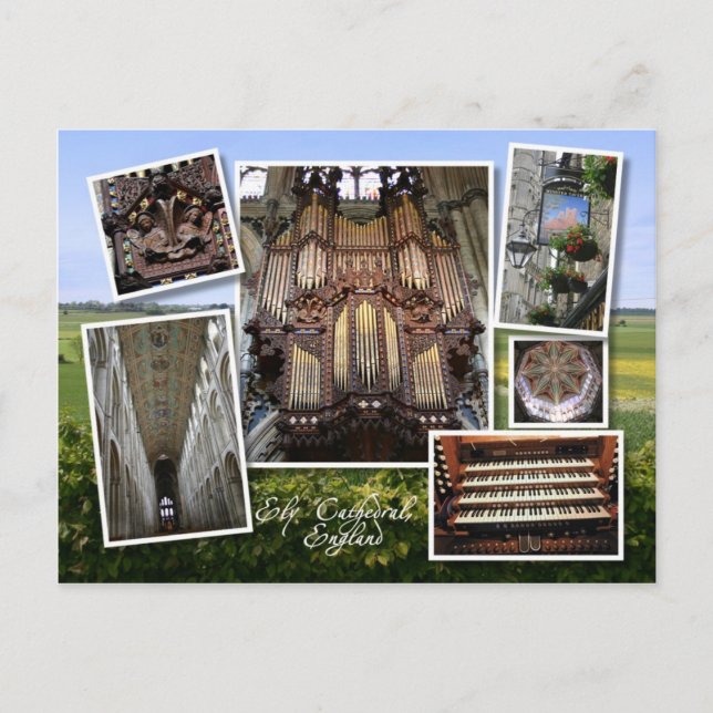 Ely Cathedral, brittiskt vykort (Framsida)
