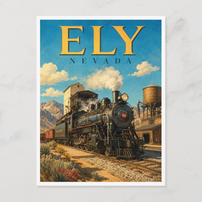 Ely Nevada Ånglokomotiv Järnväg GeoSaga Vykort (Framsida)