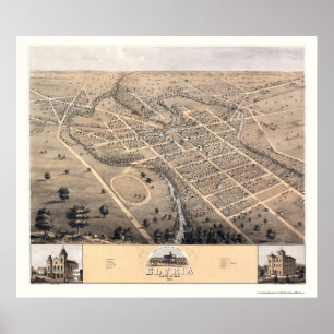 Elyria, OH Panoramic Karta - 1868 Poster