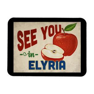 Elyria Ohio Apple - Vintage resor Magnet