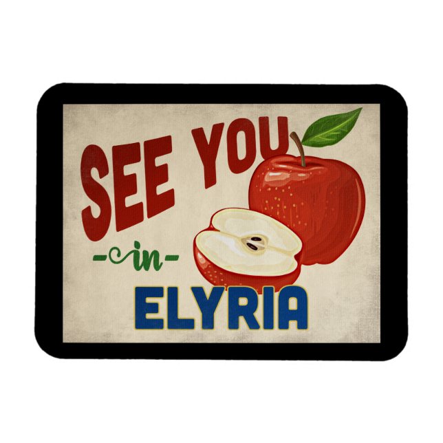 Elyria Ohio Apple - Vintage resor Magnet (Horisontell)