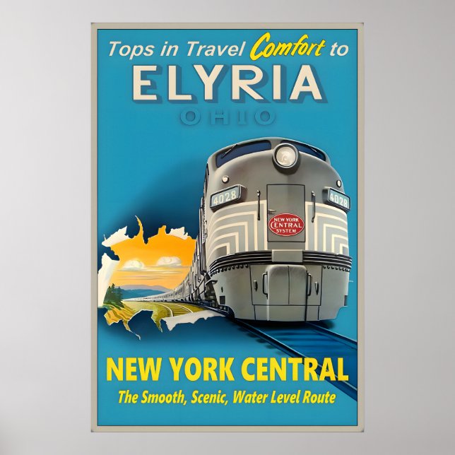 Elyria Ohio New York Central Railroad Topp i Poster (Framsidan)