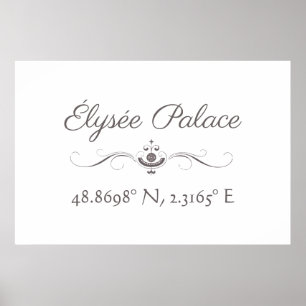 Élysée Palace Latitude Longitud Poster