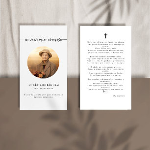Em Memoria Spansk Funeral Photo Prayer Card Visitkort