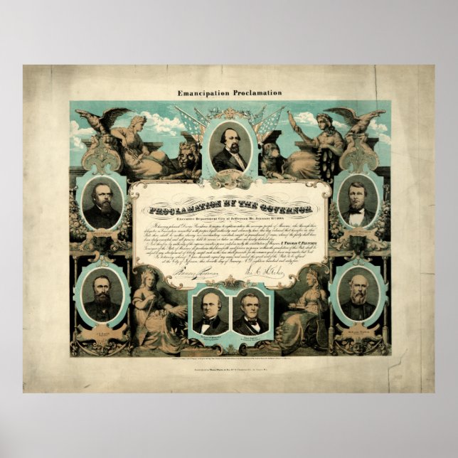 Emancipation Proclamation by E. Knobel (1865) Poster (Framsidan)