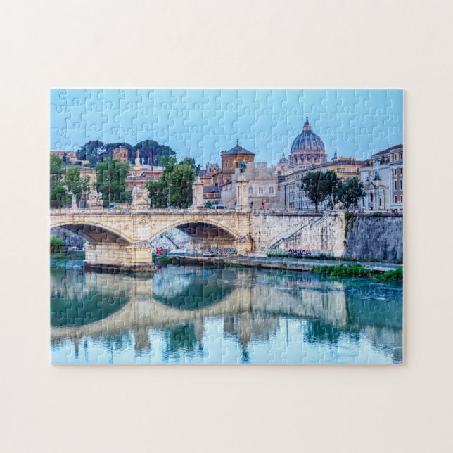 Emanuele II bridge och St Peter's Basilica - Rom Pussel (Horisontell)