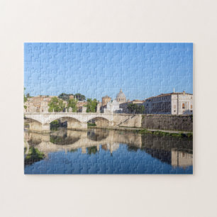 Emanuele II bridge och St Peter's Basilica - Rom Pussel