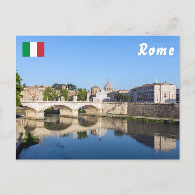 Emanuele II bridge och St Peter's Basilica - Rom Vykort (Framsida)