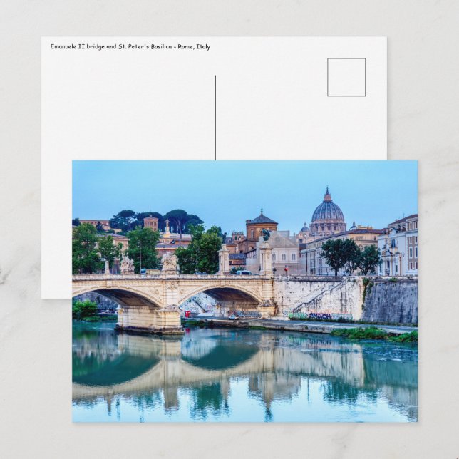 Emanuele II-bron och Peterskyrkan - Rom Vykort (Fram/baksida)