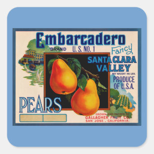 Embarcadero Finare Santa Clara Pears Fyrkantigt Klistermärke