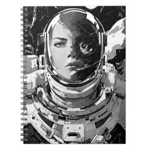 Embark på Cosmic Journey: Striking Girl Astronaut Anteckningsbok