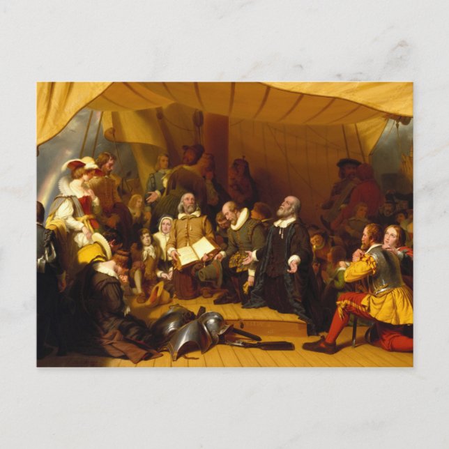 Embarkation of the Pilgrims by Robert Walter Weir Vykort (Framsida)