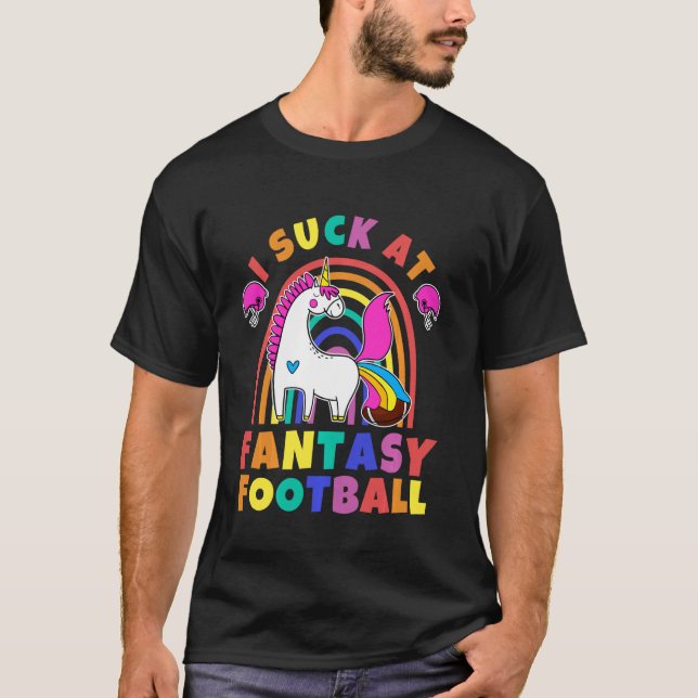 Embarrassing Fantasy Football Rainbow Unicorn Poop T Shirt (Framsida)
