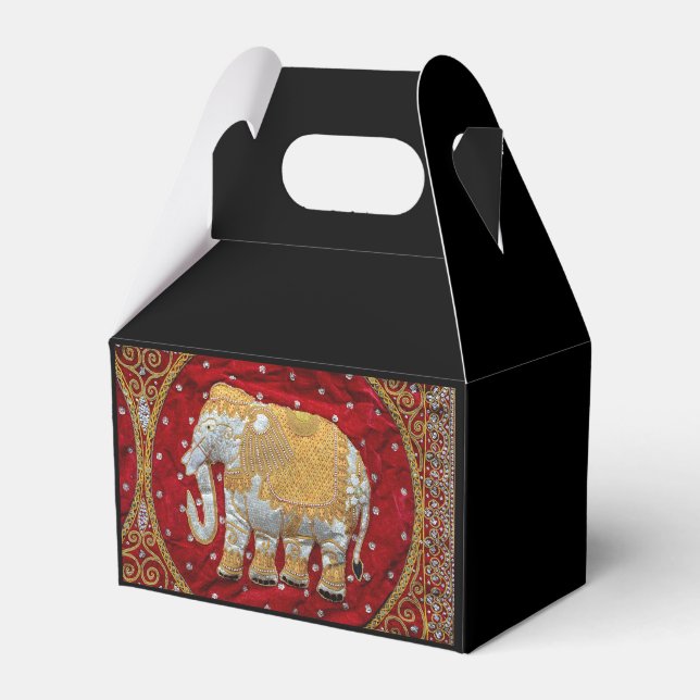 Embelled Indian Elephant Red and Guld Presentaskar (Framsidan Sidan)