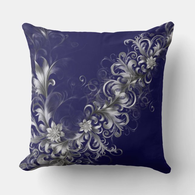 Embellished Navy Blue Throw Pillow Kudde (Framsida)