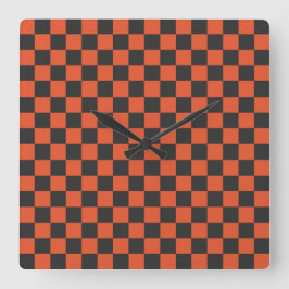 Ember and ash checkerboard pattern fyrkantig klocka