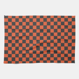 Ember and ash checkerboard pattern kökshandduk
