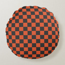 Ember and ash checkerboard pattern rund kudde
