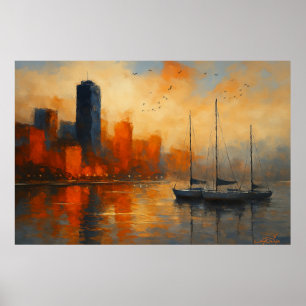 Ember Bays stadsbild reflekteras Poster