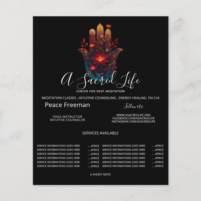 Ember Lotus | Hamsa Hand Design Flygblad (Framsidan)