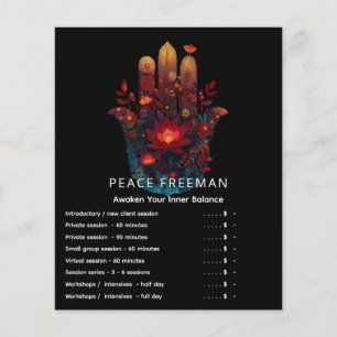 Ember Lotus Hamsa Hand Design Flygblad