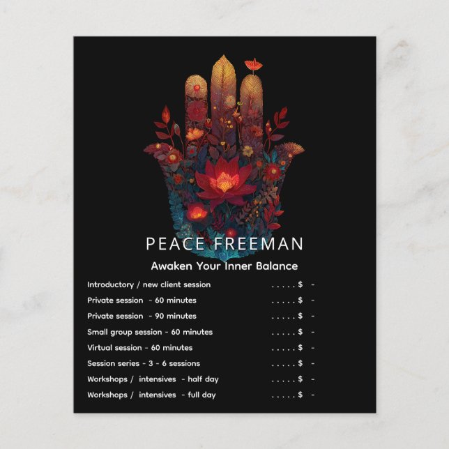 Ember Lotus | Hamsa Hand Design Flygblad (Framsidan)