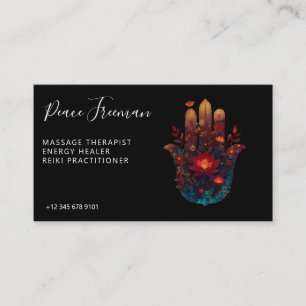 Ember Lotus Hamsa Hand Design Visitkort